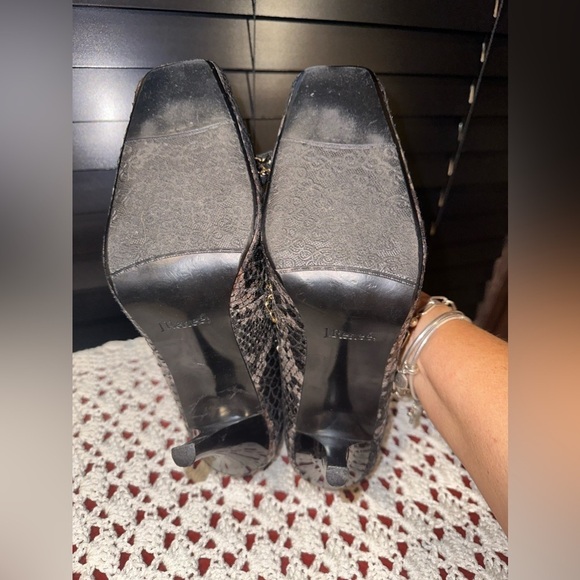 Vintage J Renee 10M Brown Gradient Leather stiletto square point with Ribbon. - Picture 10 of 15